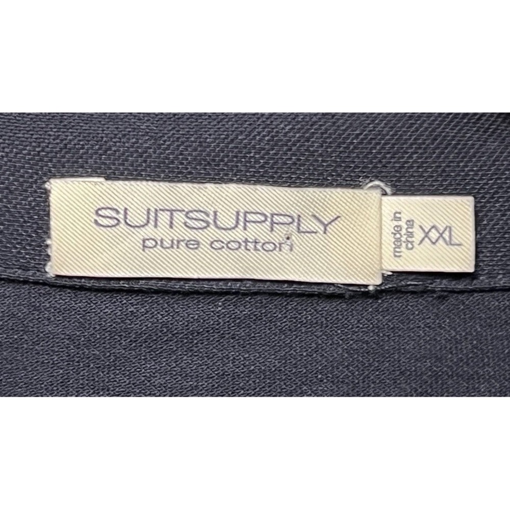 Suitsupply Polo Shirt Mens XXL Black Pure Cotton Toweling Summer Luxury Preppy
